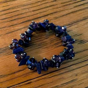 Handmade, amethyst, stretch bracelet